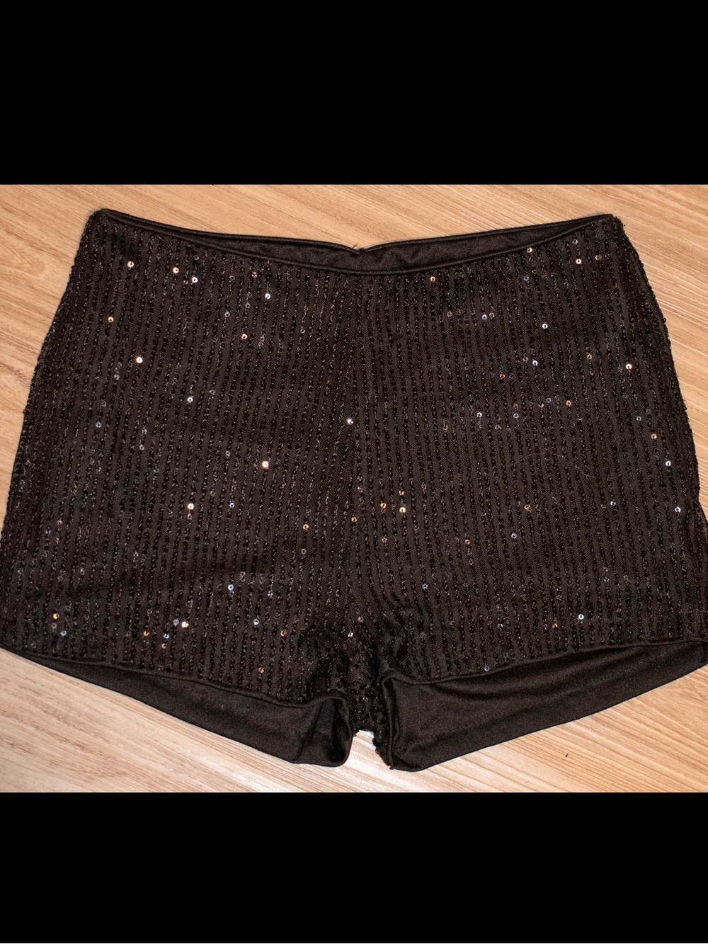 Women's Black Sequin Stretch Mini Shorts